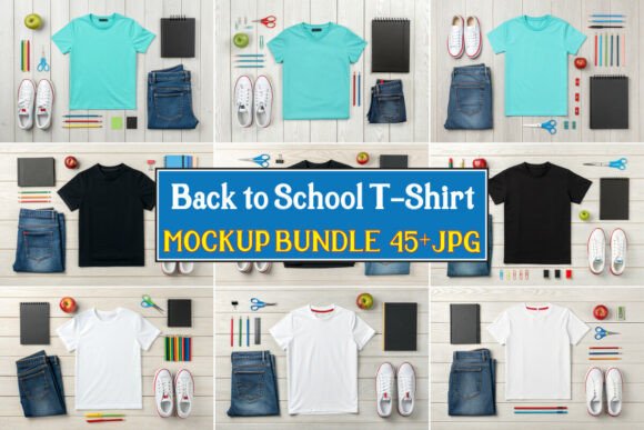 Back to School T-Shirt Mockup Bundle for Designers and Creators