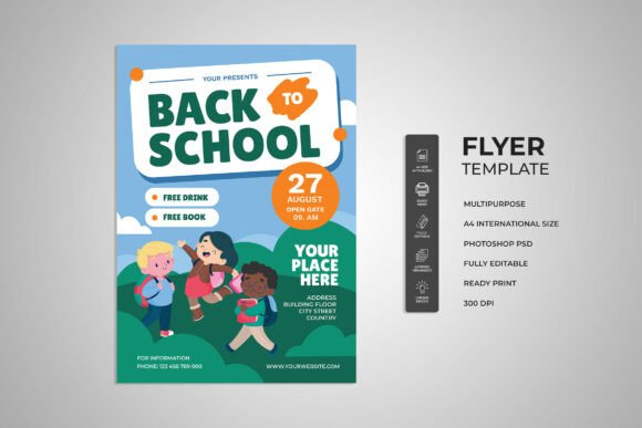 Green Back to School Event Flyer